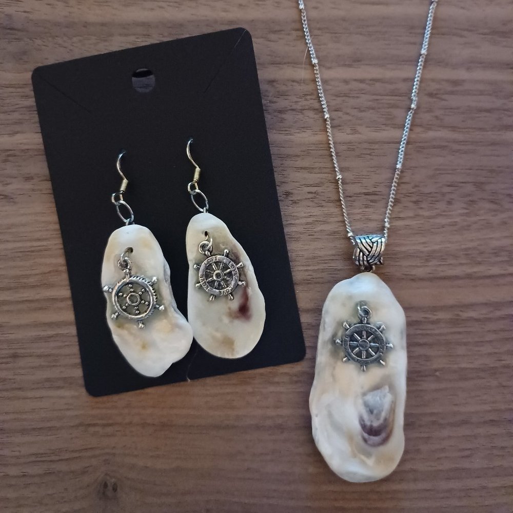Handcrafted Oyster Shell Necklace & Earrings